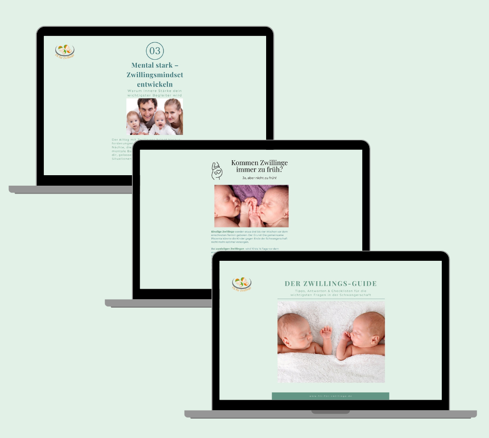FFZ Mock up Zwillings-Guide „Werdende Eltern mit Babybauch und Smileys – Vorfreude auf Zwillinge, liebevolle Vorbereitung